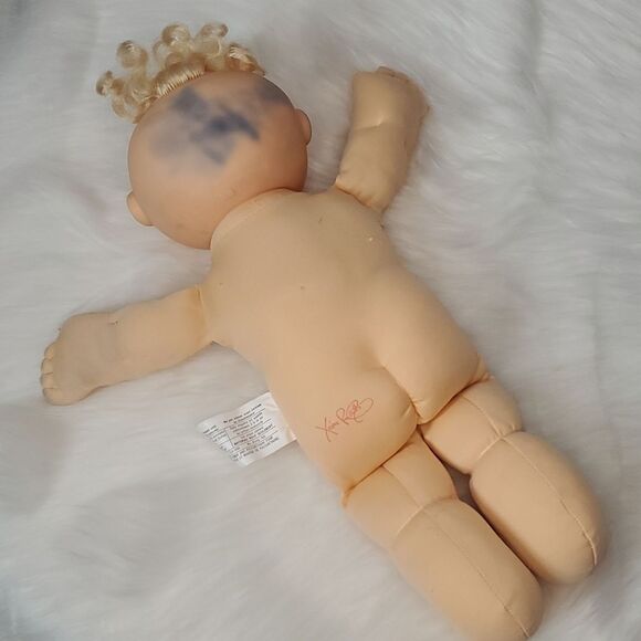 Vintage 1983 Cabbage Patch Blonde Blue Eyes Preemie Plush Doll With Clothes - Picture 12 of 17
